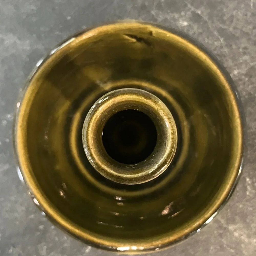 Vintage Green Glazed Ceramic Candlestick Holder Cottagecore Farmhouse Decor
